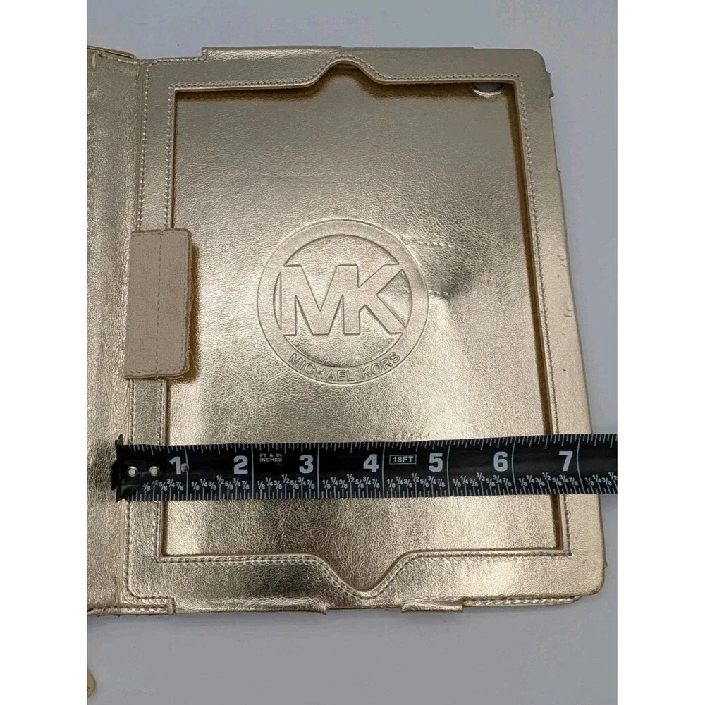 Michael Kors Black Python Embossed Zip Around iPad Folio Case Gold Hardware MK